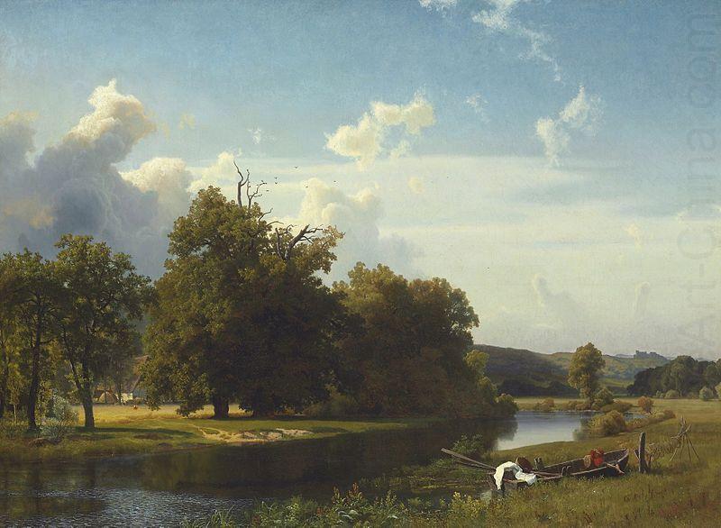 A River Landscape, Westphalia, Albert Bierstadt